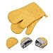 VEEYOO 100% Cotton Oven Mitts, Everyday Kitchen Heat Resistant Oven Mitt Set, Machine Washable Terry Oven Mitts Baking Gloves (Yellow 7.5x12 Inches, Set of 2)