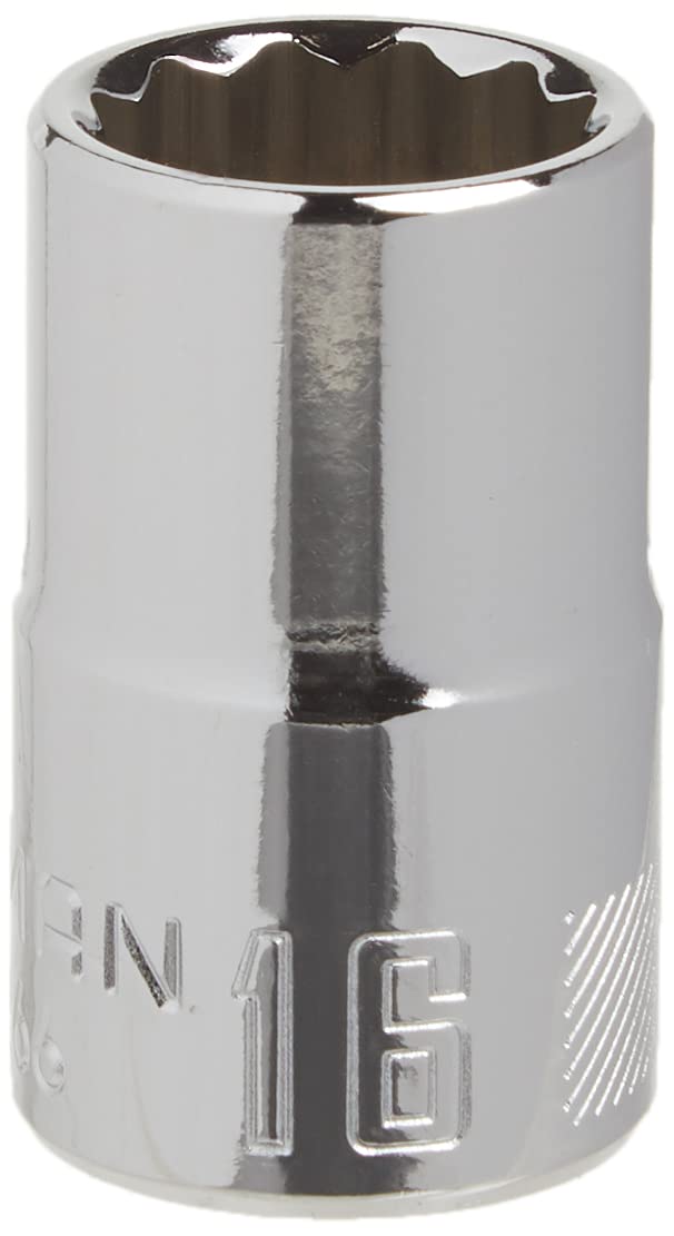 CRAFTSMAN Shallow Socket, Metric, 1/2-Inch Drive, 16mm, 12-Point (CMMT44266),Full Polish