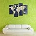 4 Panels Canvas Painting Abstract World Map Picture Printed on Canvas Giclee Artwork Stretched and Framed Wall Art for Home Decor (Navy)