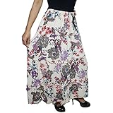 Mogul Interior Women Bohemian Skirts Summer Floral Flared Beach Boho Long Maxi Skirts