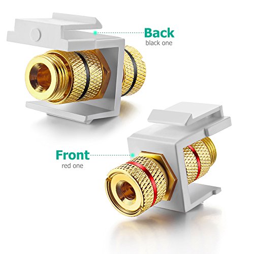 ICESPRING White Keystone Banana Jacks with Black & Red Rings Binding