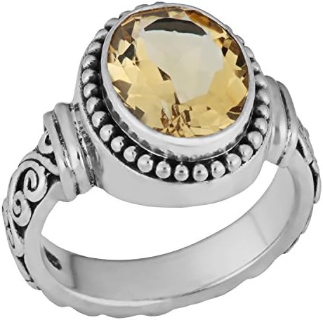 Artisanica Sterling Silver Citrine Solitaire Bali Design Ring (size 10)