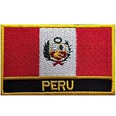 Uijokdef 1 PCS Peru Flag Patches Iron On or Sew On Embroidered Tactical Military National Peru Patch