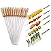 JOHOUSE Barbecue Skewers, 48 PCS Barbecue String with Wooden Handle BBQ Stick Needles Outdoor Camping Outings Cooking Tools