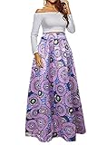 Uideazone Women Ladies High Waisted African Print Skirt A-Line Maxi Skirts Dress Plus Size X-Large Style-1