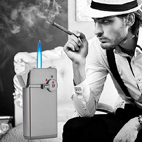 HUOWA Jet Torch Cigar Lighter Soft/Jet Flame Switchable Cigarette Lighter with Adjustable Flame Dial and Rotatable Switch, Butane Refillable for Tobacco Pipe & Cigar