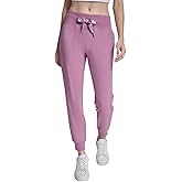 DKNY Women's Two Tone Logo Drawcord Jogger Sweatpant, Dusty Orchid, Large