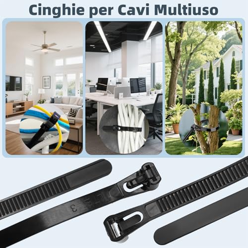 Bridas Plastico Reutilizables Negras, 100 Piezas 450mmx8mm, Zip Ties Resistencia a la Tracción de 20kg, Cable Ties Resistentes a los Rayos UV para Interiores y Exteriores,Gestión de Cables