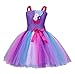 Cotrio Girls Unicorn Tutu Dress Kids Birthday Party Dresses Halloween Cosplay Costumes Outfits Set Age 6-7 Years Size 6 (Purple)