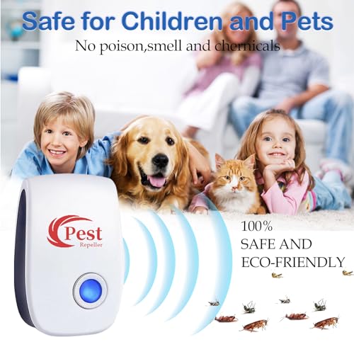 Ultrasonic Pest Repeller, 6 Pack Electronic Pest Control Repeller, Ultrasonic Mosquito Repellent for Anti Mosquitos, Flies, Mice, Cockroaches, Spiders, Rodents