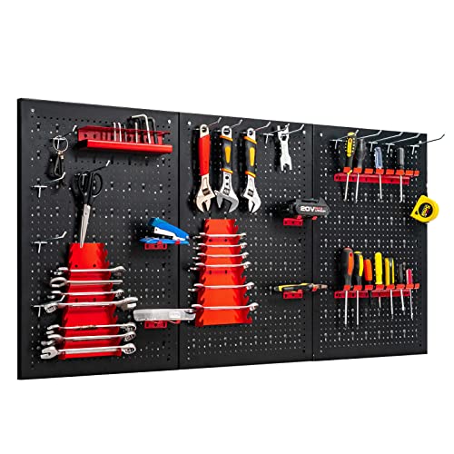 Goplus Pegboard Wall Organizer, 4ft Metal Garage Pegboard Tool
