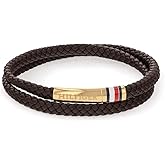 Tommy Hilfiger Mens Jewelry - Double Twisted Leather Bracelet For Men - Adjustable/Self Sizing - Magnetic Closure - 190 mm - Classic and Casual - Gifts for Men