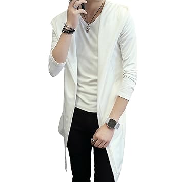 Amazon Co Jp Gaosa メンズ 長袖 ロング丈 カーディガン フード付き