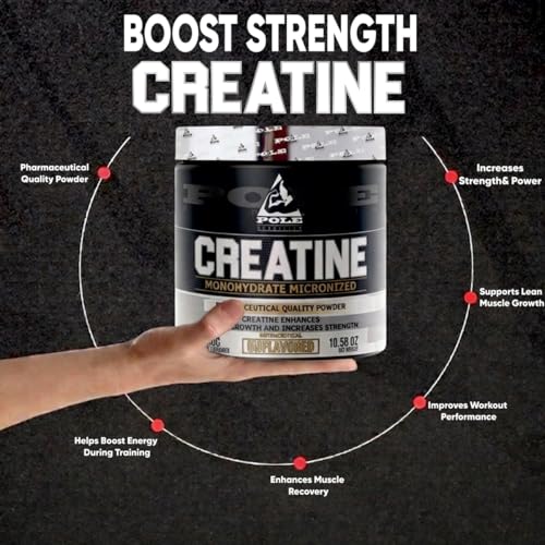 Pole Nutrition Creatine Monohydrate Micronized Powder, Unflavoured, 300g