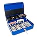 Certus Global Large Blue Cash Box with Money Tray, Secure Lock, Cantilever Coin Tray 4 Bills/ 5 Coins (Admiral Blue)