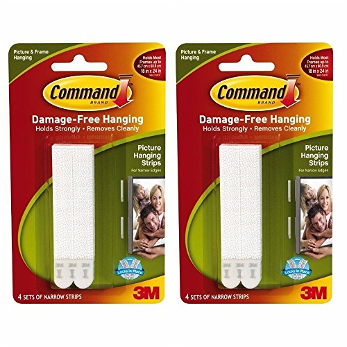 Command Narrow Picture Hanging Strips, White, 8-Sets