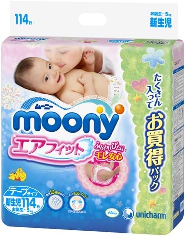 Moony Air Fit for Newborn Infants 114sheets by Mooney