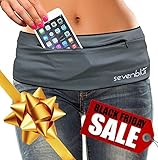 SevenBlu HIP - Fashion Money Belt / Extra Pocket / Running Belt - World's Best Stylish Travel Wallet or Mini Purse - with ZIPper - Fits iPhone 6 Plus - Your Smartphone Pocket (Gray XL)