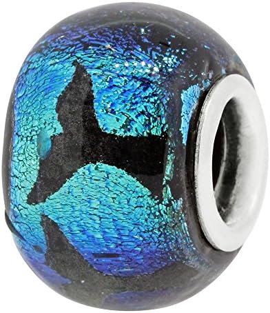 Zable Sterling Silver Dichroic Whale Tail Glass Bead