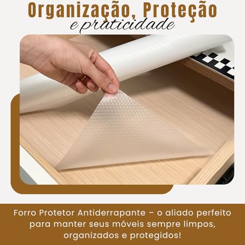 Forro de Gaveta 1,50m Antiderrapante em EVA - Protetor de Gavetas, Armários e Prateleiras, Lavável, Reutilizável e Multiuso para Cozinha, Banheiro e Geladeira - UpShop