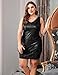 IN'VOLAND Women's Plus Size Sequin Dress Sleeveless Glitter Dresses Sparkly V Neck Party Cocktail Bodycon Dress Black