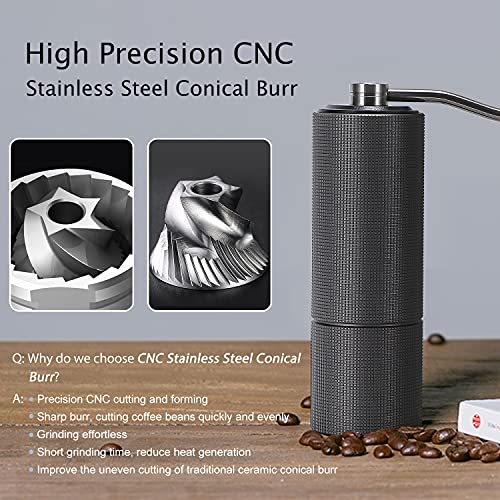 Moongiantgo Macinacaffè Manuale, Ruvidezza della Bava Conica in Acciaio Inossidabile Regolabile, Capacità 25g, Spazio… - immagine 4