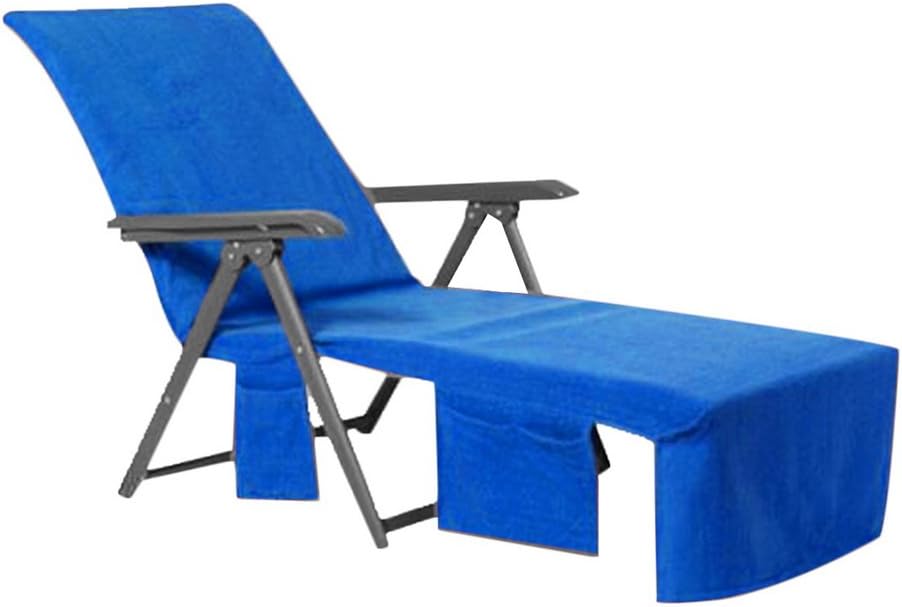 Hongyans Beach Towels Home Textiles Bath Linen Lounge Mat for Sun Bed Deckchair with Side Pocket 215x75cm,Blue