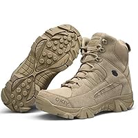 MeterMall Sports Men Army Tactical Combat Military Ankle Boots Hiking Desert Shoes Sand Color 42