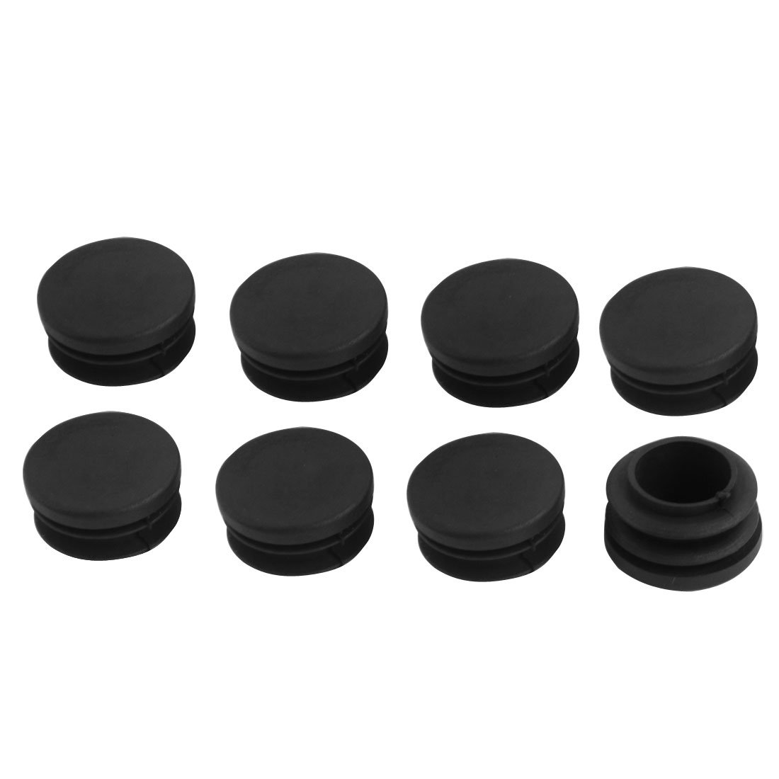 sourcingmap 8 Pcs Black Plastic 30mm Dia Round Tubing Pipe Insert Caps Covers