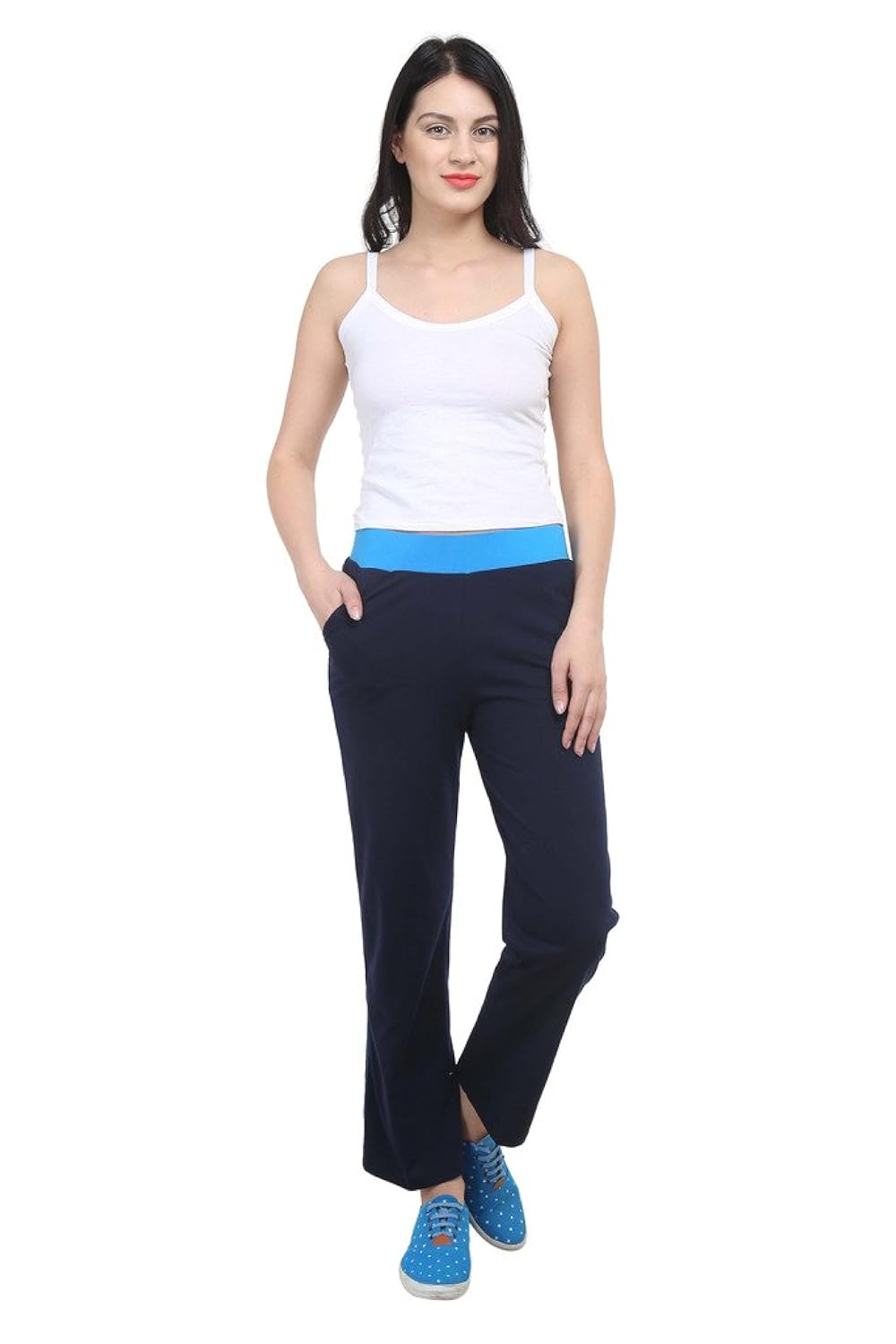 vimal black cotton blend trackpant for women