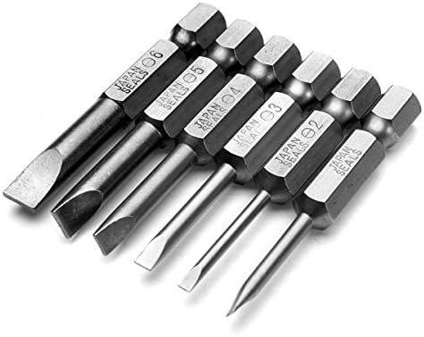 6pcs 50mm 2.0-6.0mm Flat Head Slotted Tip Screwdrivers Bits