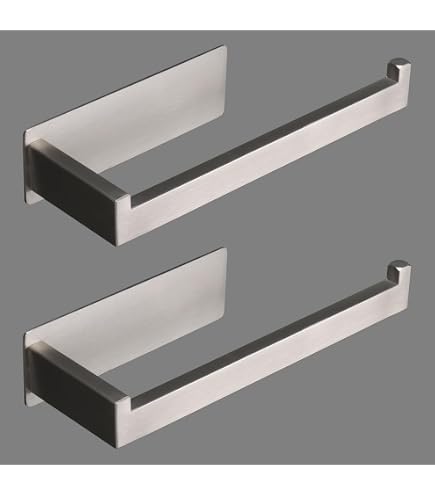 2Pcs Adhesive Towel Bar For Bathroom – 9 Inch Brushed Nickel Stainless Steel Hand Towel Holder, No-Drill Wall Mount