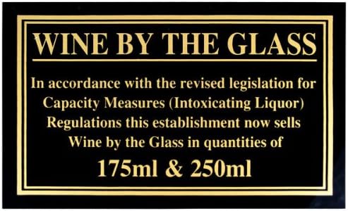 drinkstuff 175ml & 250ml Weights & Measures Act Sign, Gold, 24 x 36 inch