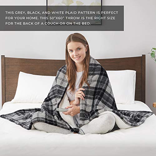 MP2 Heated Plush Sherpa Throw Electric Blanket for Lap w/ 3 Heating