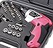 Apollo Tools Lightweight Cordless Screwdriver Set Includes Rechargeable 3.6 Volt Li-ion Screwdriver and 45 Piece Accessory Set in Black Carrying Case- Pink Ribbon- Pink - DT4944P