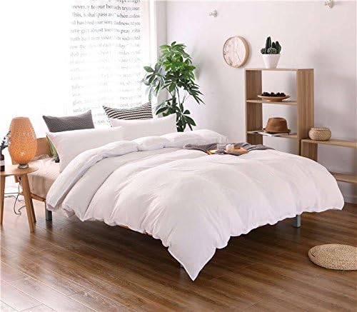 CocoQueen White Washed Cotton 3pcs Duvet Cover Set Simplified Style Hotel Bedding Set Queen Size