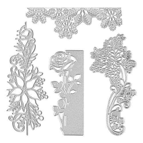 4 Set Rose Flower Cutting Dies, Embossing Stencil Cutter Templates for Scrapbooking Card Making DIY Craft