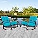 Incbruce Patio Furniture Chair Sets 2-Piece, Adjustable Recliner with Retractable Steel Frame Green Lime Blue Cushions