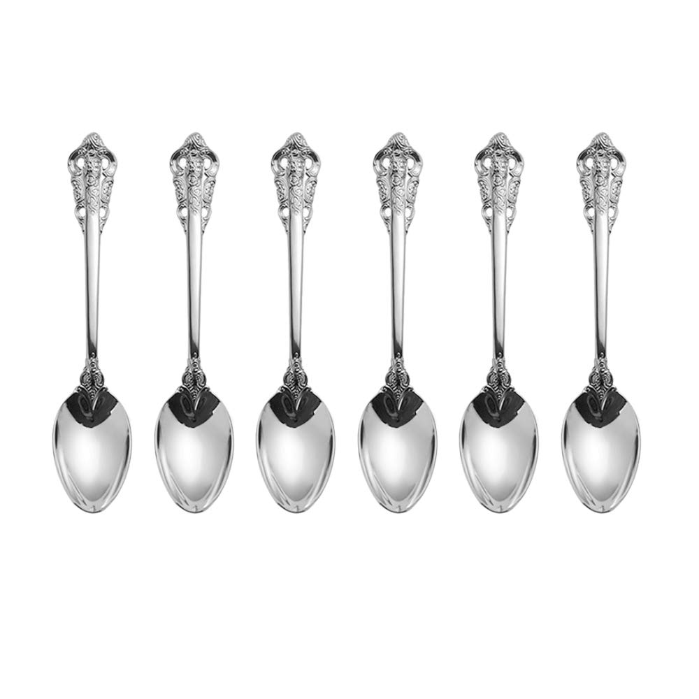 ZFQ 6-Piece Dinner Spoons, 18/10 Stainless Steel Large Tablespoons, 7.87 Inches, Mirror Finish, Dishwasher Safety, Silver