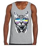 Awkwardstyles Men's Cat Music Sunglasses Tank Top Pet Face Animal Lover Tank XL Gray