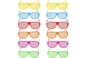 12Pcs Plastic Shutter Shades Glasses,Party Slotted Glass Sunglasses,Party Shutter Shading Glasses Neon Color Shutter Glasses