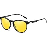 TJUTR Night Vision Driving Glasses for Men & Women, Polarized Anti-Glare Yellow Lenses, Al-Mg Frame for Nighttime Safety