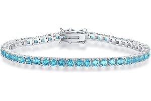 QUEENMOMENT Birthstone Tennis Bracelets for Women,3mm Cubic Zirconia Classic Tennis Bracelets Size 6.5-7.5 Inch Birthday Gifts Jewelry for Mother Wife Grandmother