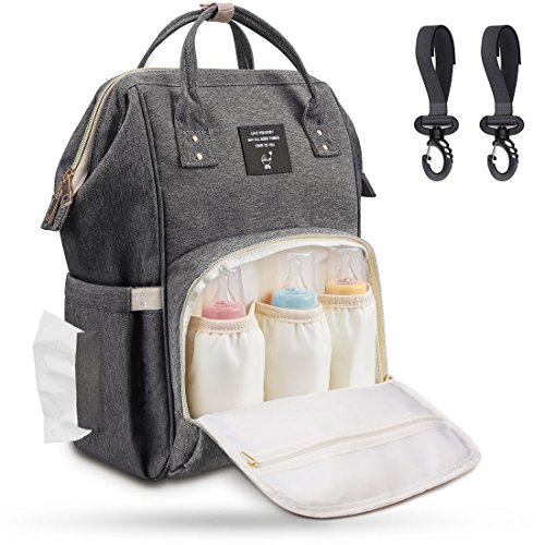 Diaper Bag Backpack with Stroller Straps, Airlab Bag for Baby Large Nappy Bag with Wipes Dispensers for Mom Dad Unisex, Organizer for Baby Clothes, Changing Pad, Bottles and Diaper, Gray - Thumbnail 7