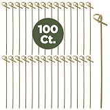 PREXWARE 6 Inch Bamboo Knot Skewers, Twisted Ends Bamboo Picks Cocktail Picks 100 Ct.