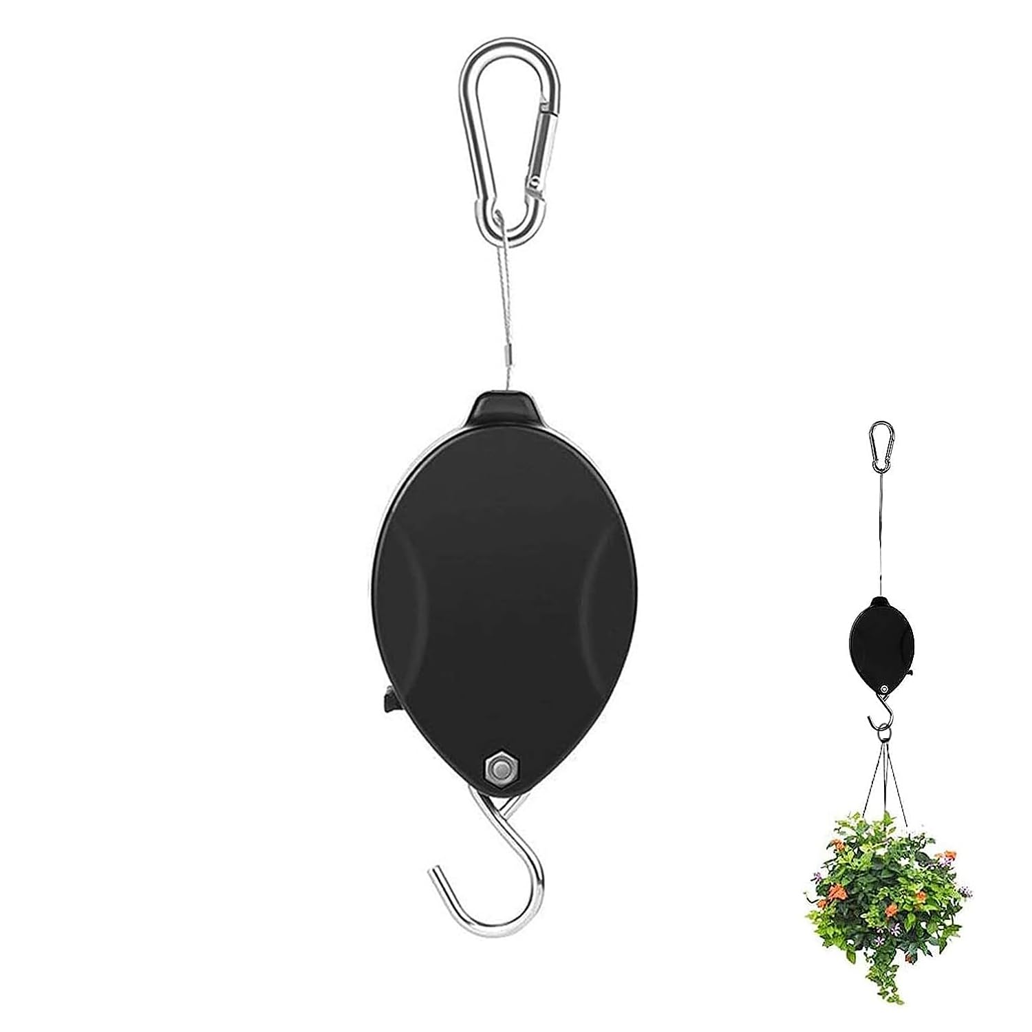 Plant Pulley, Retractable Hanger Adjustable Heavy Duty Plant Pulley, Adjustable Plant Hanger Hanging Flower Basket Hook Hanger for Garden Baskets Pots and Birds Feeder