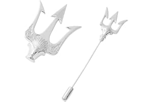 YYBONNIE OBONNIE Vintage Silver Carved Trident Harpoon Weapon Brooch Stick Pin Decorative Lapel Collar Pin For Men