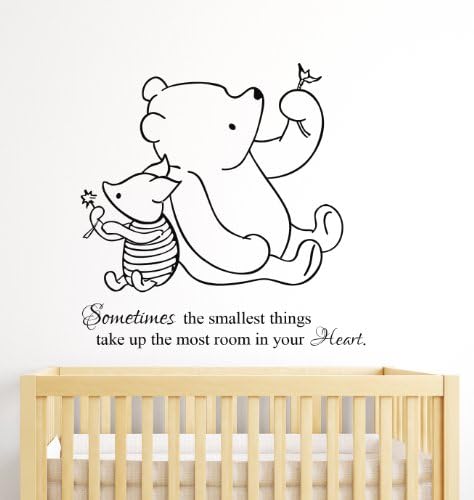 Winnie The Pooh Wall Decal Quote Sometimes The Smallest Things Take up The Most Room in Our Heart Nursery Decor Art Kids Room