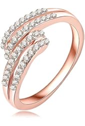 AnaZoz Jewelry Engagement Rings 18K Rose Gold Plated Austrian Crystal SWA Element Small Ring
