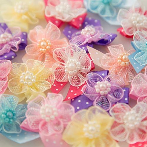 Dog Grooming Bows, Dog Hair Bows - 24 Pcs. Fairy Flowers